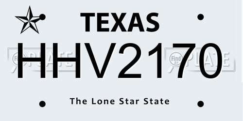 HHV2170 Texas License Plate