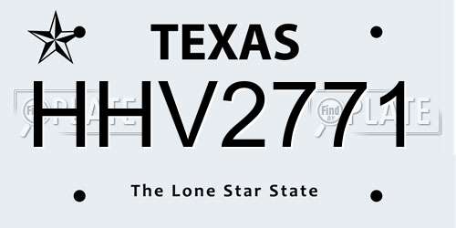 HHV2771 Texas License Plate