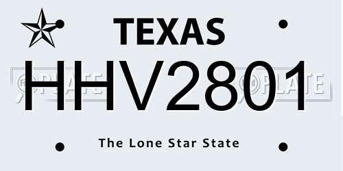 HHV2801 Texas License Plate