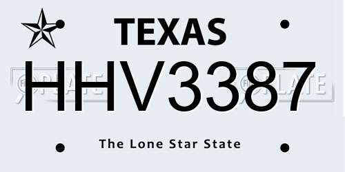 HHV3387 Texas License Plate