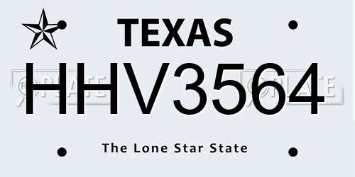 HHV3564 Texas License Plate