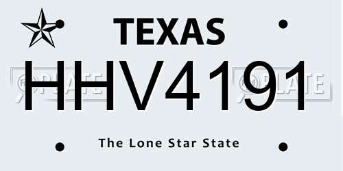 HHV4191 Texas License Plate