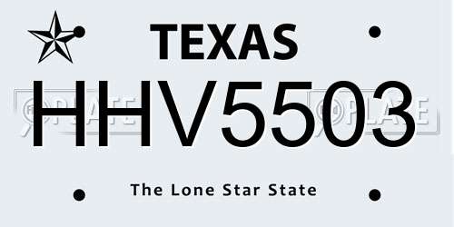 HHV5503 Texas License Plate