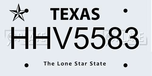 HHV5583 Texas License Plate