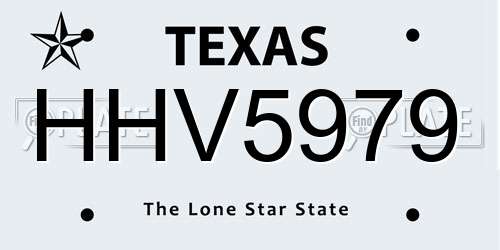 HHV5979 Texas License Plate