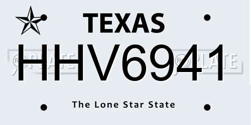 HHV6941 Texas License Plate