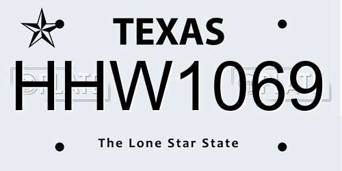 HHW1069 Texas License Plate
