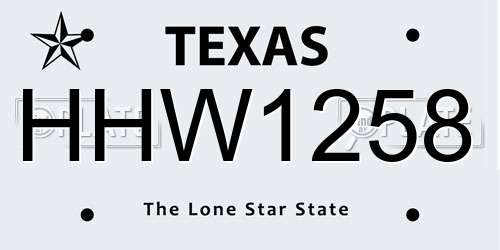 HHW1258 Texas License Plate