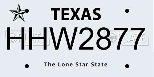HHW2877 Texas License Plate