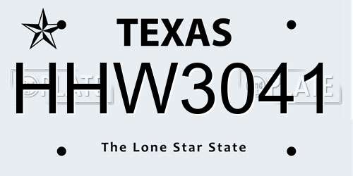 HHW3041 Texas License Plate