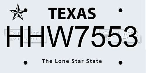 HHW7553 Texas License Plate