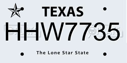 HHW7735 Texas License Plate