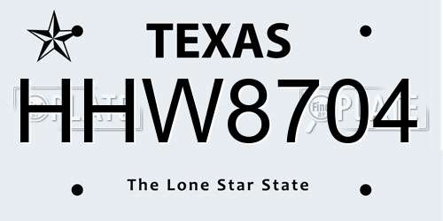 HHW8704 Texas License Plate