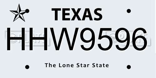 HHW9596 Texas License Plate
