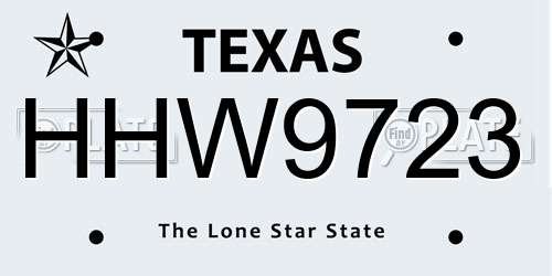 HHW9723 Texas License Plate