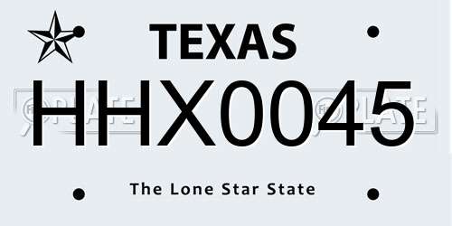 HHX0045 Texas License Plate