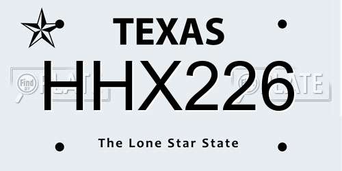 HHX226 Texas License Plate