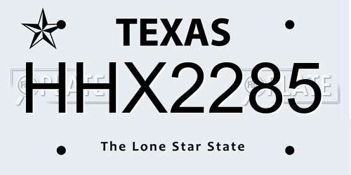 HHX2285 Texas License Plate