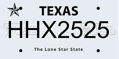 HHX2525 Texas License Plate