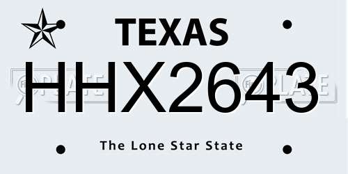 HHX2643 Texas License Plate