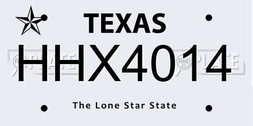 HHX4014 Texas License Plate
