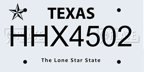 HHX4502 Texas License Plate