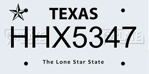 HHX5347 Texas License Plate