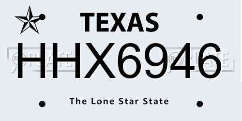 HHX6946 Texas License Plate
