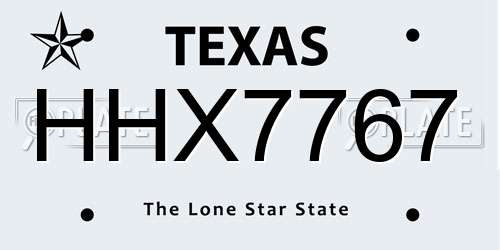 HHX7767 Texas License Plate