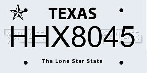 HHX8045 Texas License Plate