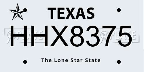 HHX8375 Texas License Plate