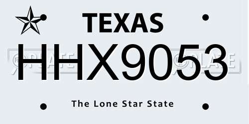 HHX9053 Texas License Plate
