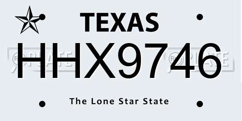 HHX9746 Texas License Plate