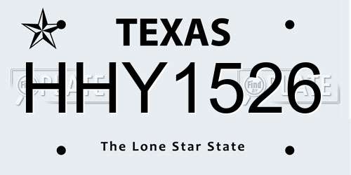 HHY1526 Texas License Plate
