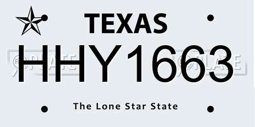 HHY1663 Texas License Plate