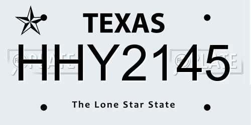 HHY2145 Texas License Plate