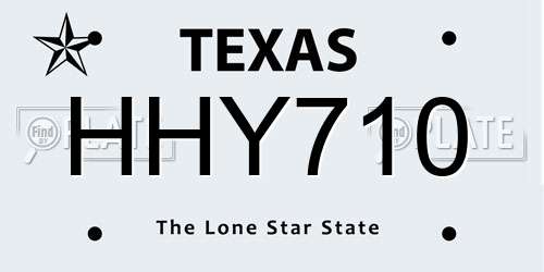 HHY710 Texas License Plate
