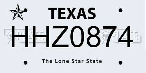 HHZ0874 Texas License Plate