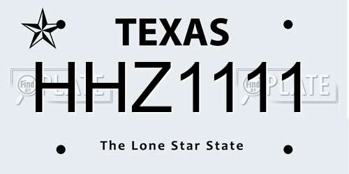 HHZ1111 Texas License Plate