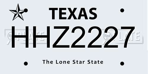 HHZ2227 Texas License Plate