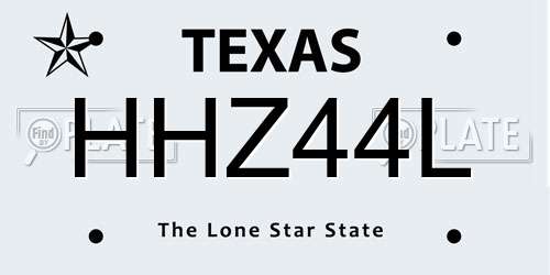 HHZ44L Texas License Plate