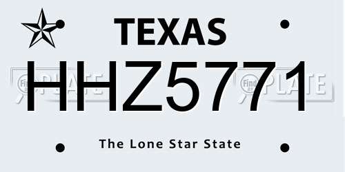HHZ5771 Texas License Plate