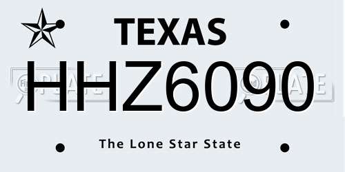 HHZ6090 Texas License Plate