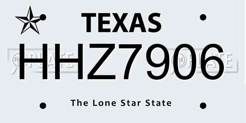 HHZ7906 Texas License Plate