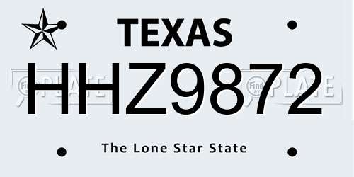 HHZ9872 Texas License Plate