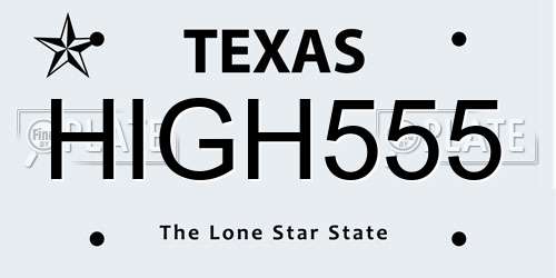 HIGH555 Texas License Plate