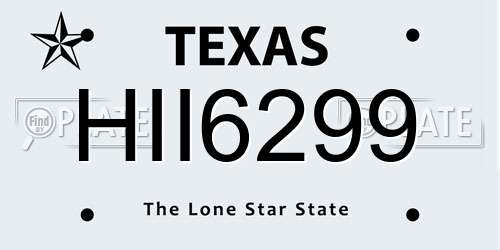 HII6299 Texas License Plate