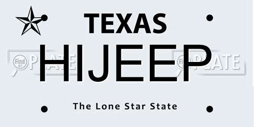 HIJEEP Texas License Plate