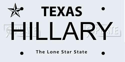 HILLARY Texas License Plate