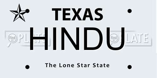 HINDU Texas License Plate